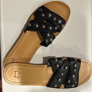 Marc Fisher Black Paige Studded Slide Sandals